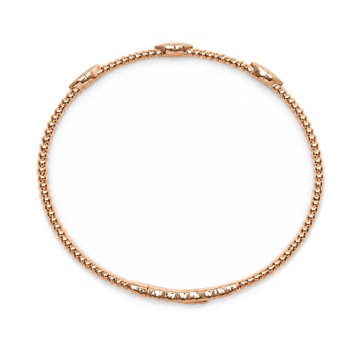14K Gold 1/6 Cttw Diamond Marquise-Station Beaded Flexible Bangle Bracelet