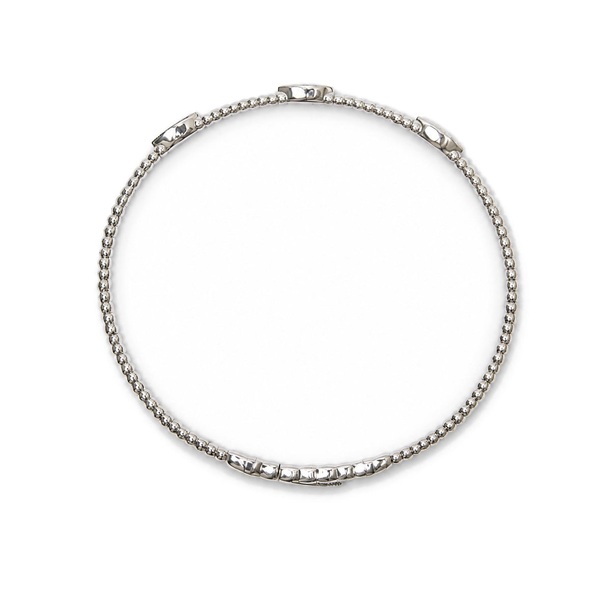 14K Gold 1/6 Cttw Diamond Marquise-Station Beaded Flexible Bangle Bracelet