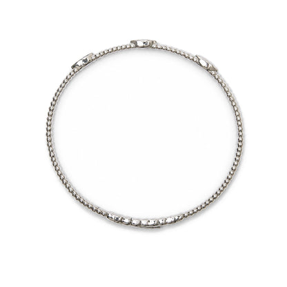 14K Gold 1/6 Cttw Diamond Marquise-Station Beaded Flexible Bangle Bracelet