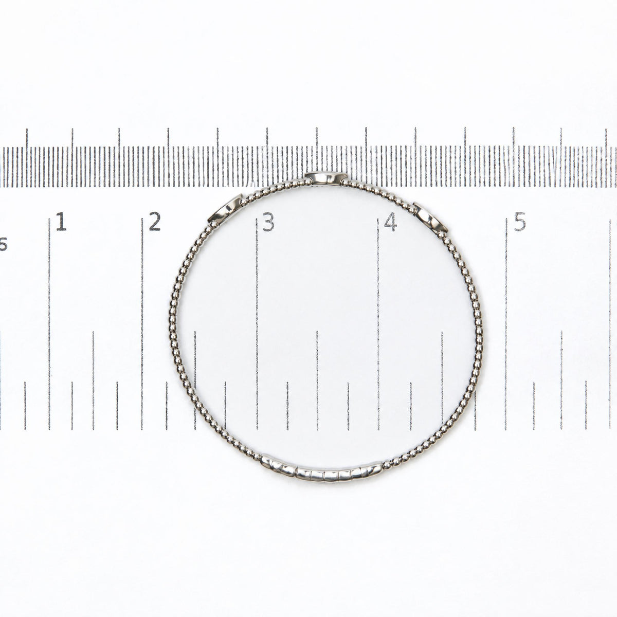 14K Gold 1/6 Cttw Diamond Marquise-Station Beaded Flexible Bangle Bracelet