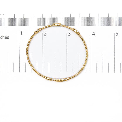 14K Gold 1/6 Cttw Diamond Marquise-Station Beaded Flexible Bangle Bracelet