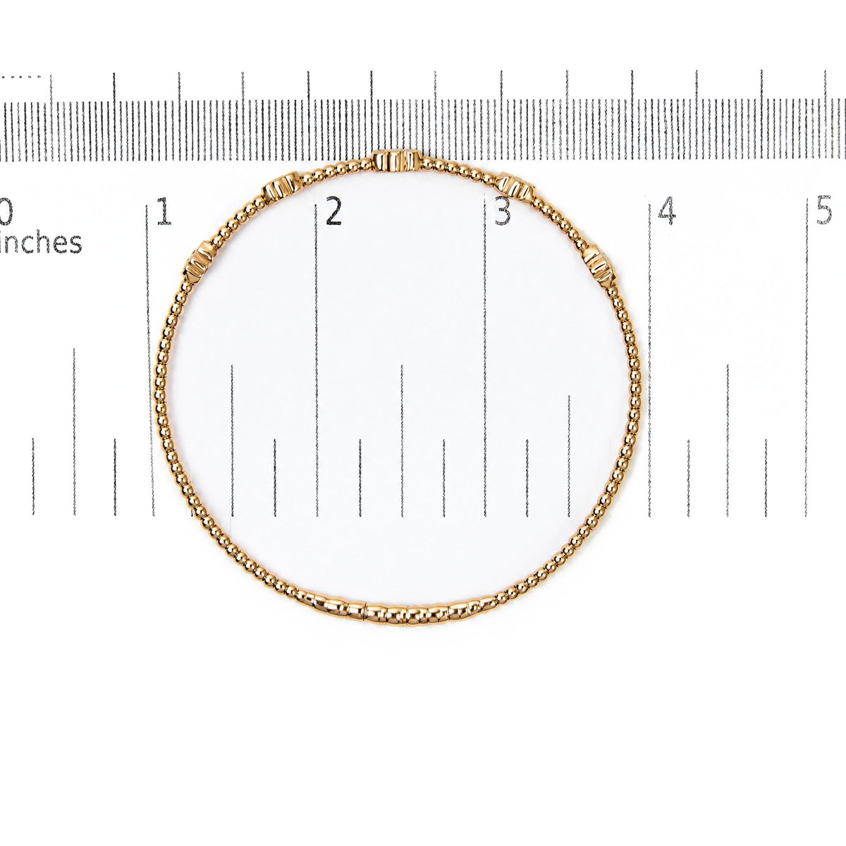 14K Gold 1/2 Cttw Lab-Grown Diamond Floral Station Beaded Flexible Bangle Bracelet