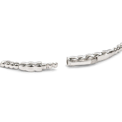 14K Gold 1/2 Cttw Lab-Grown Diamond Floral Station Beaded Flexible Bangle Bracelet