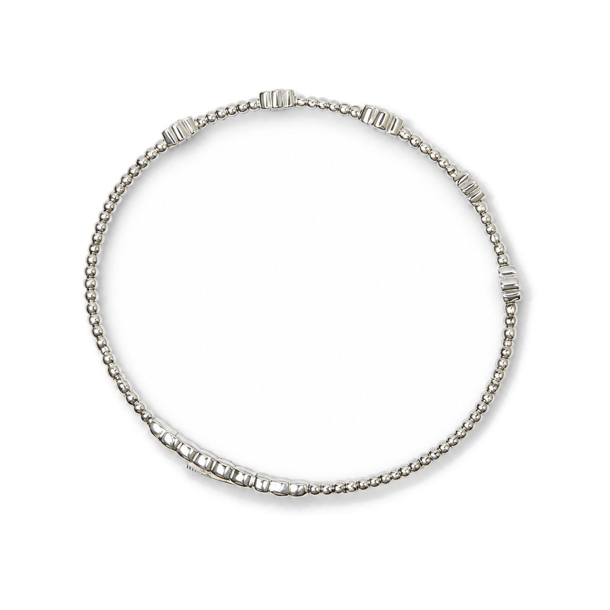 14K Gold 1/2 Cttw Lab-Grown Diamond Floral Station Beaded Flexible Bangle Bracelet