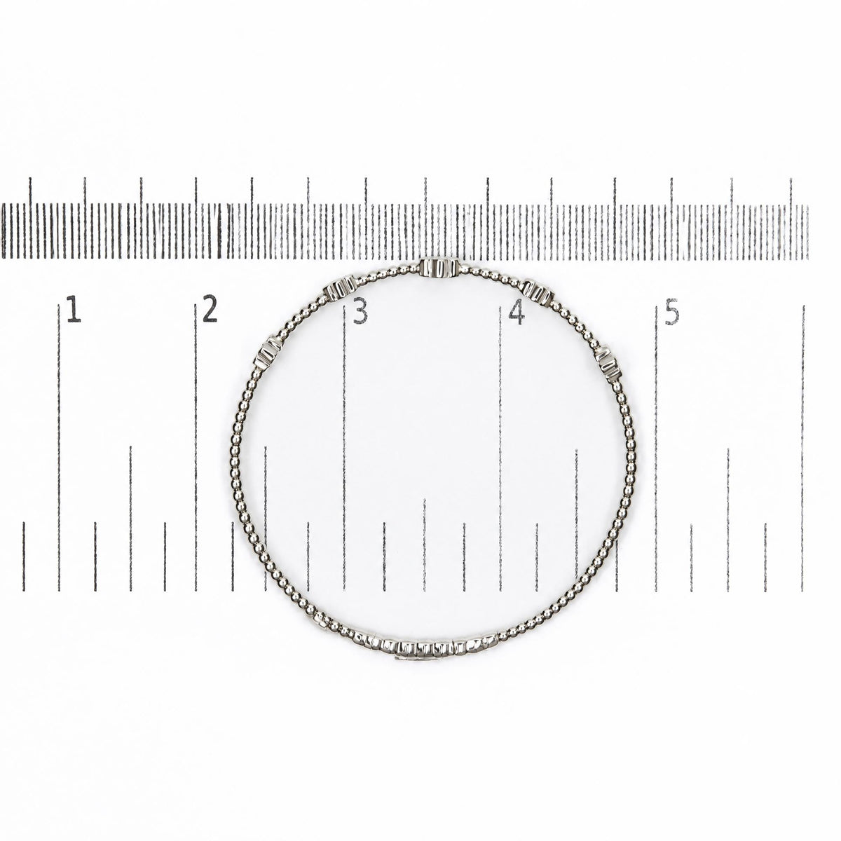 14K Gold 1/2 Cttw Lab-Grown Diamond Floral Station Beaded Flexible Bangle Bracelet
