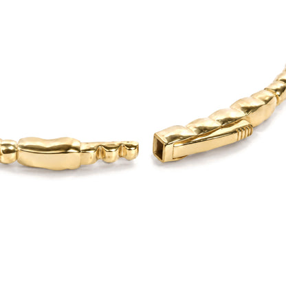 14K Gold 1/2 Cttw Lab-Grown Diamond Floral Station Beaded Flexible Bangle Bracelet