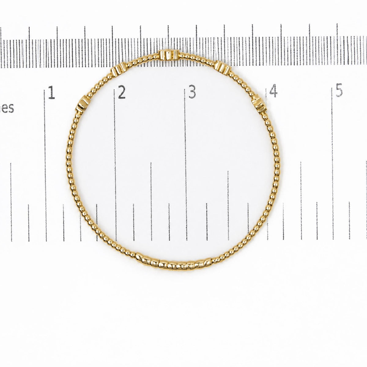 14K Gold 1/2 Cttw Lab-Grown Diamond Floral Station Beaded Flexible Bangle Bracelet