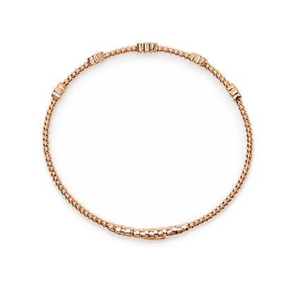 14K Gold 1/2 Cttw Diamond Flower Station Beaded Flexible Bangle Bracelet