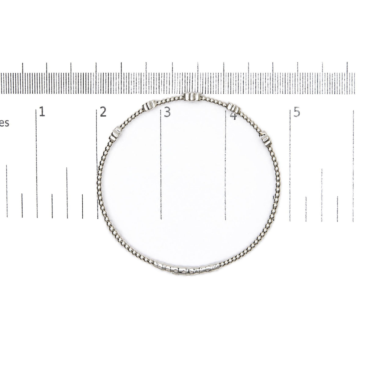 14K Gold 1/2 Cttw Diamond Flower Station Beaded Flexible Bangle Bracelet