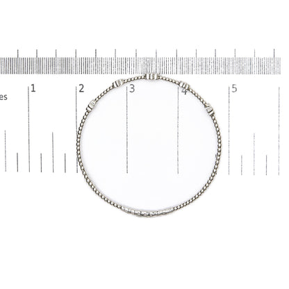 14K Gold 1/2 Cttw Diamond Flower Station Beaded Flexible Bangle Bracelet
