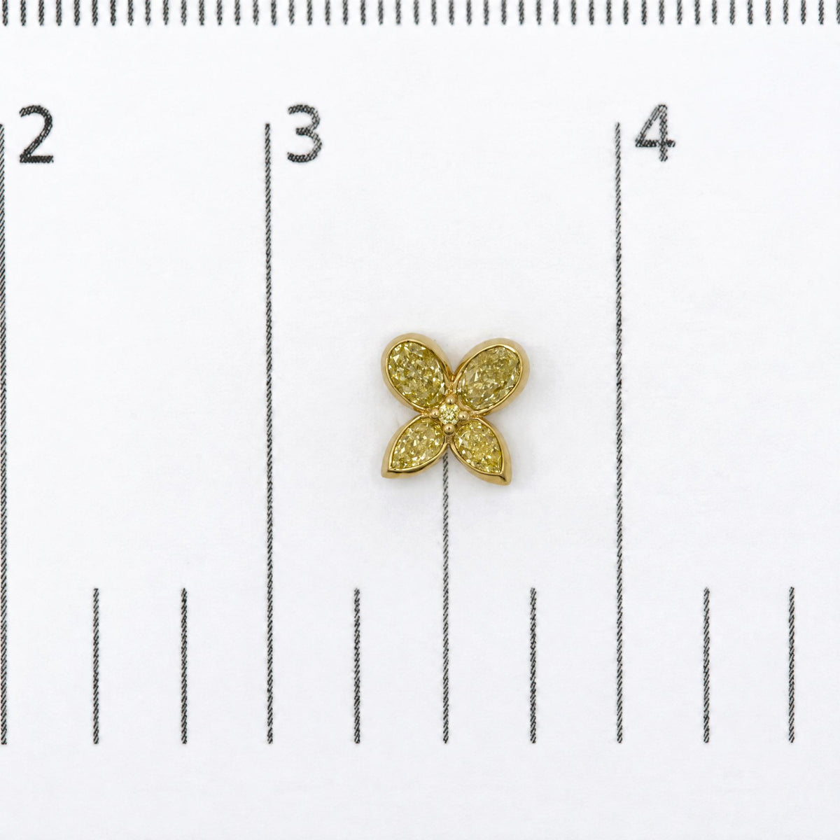 18K Yellow Gold 1 5/8 Cttw Pear-Shaped Yellow Diamond Bezel-Set Butterfly Stud Earrings