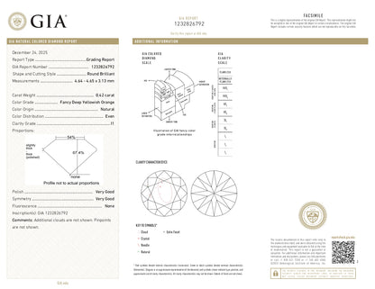 18K Yellow and White Gold 3/4 Cttw GIA Certified Round Orange and White Diamond Halo Pendant Necklace
