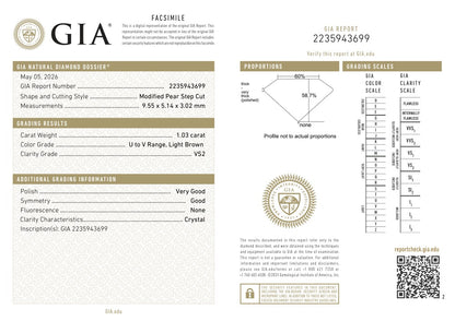 18K Yellow Gold GIA Certified 1.0 Cttw Pear-Step Cut Diamond Pendant Necklace with Paperclip Chain