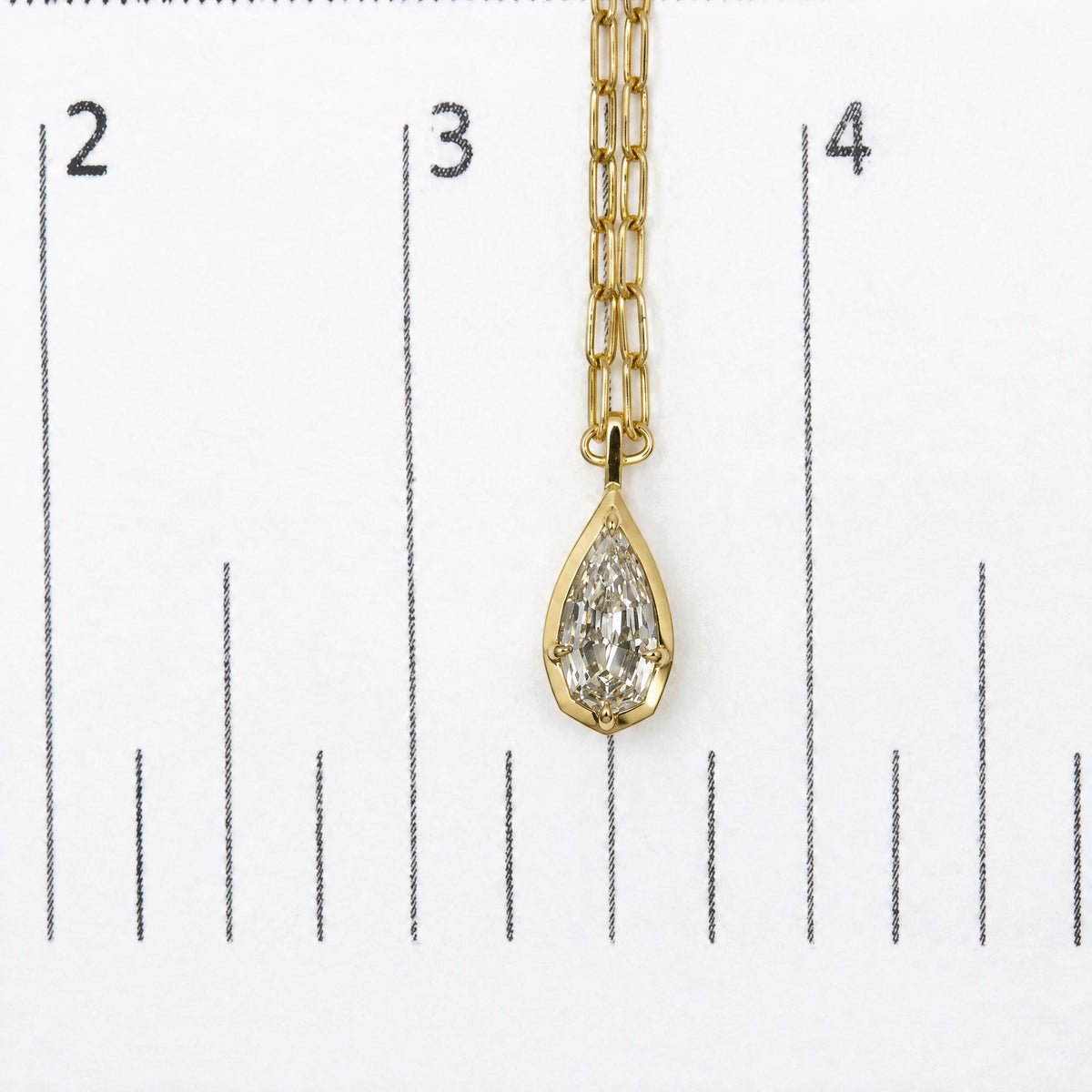 18K Yellow Gold GIA Certified 1.0 Cttw Pear-Step Cut Diamond Pendant Necklace with Paperclip Chain