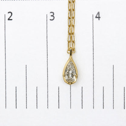 18K Yellow Gold GIA Certified 1.0 Cttw Pear-Step Cut Diamond Pendant Necklace with Paperclip Chain