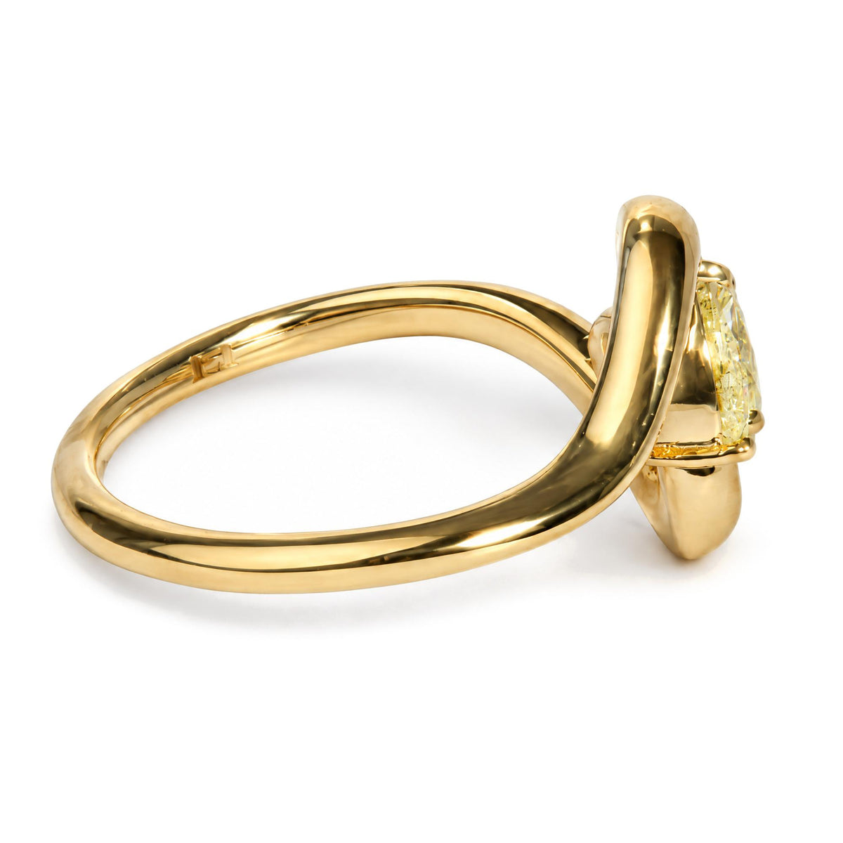18K Yellow Gold 9/10 Cttw Pear and Oval Yellow Diamond Two-Stone Bypass Ring