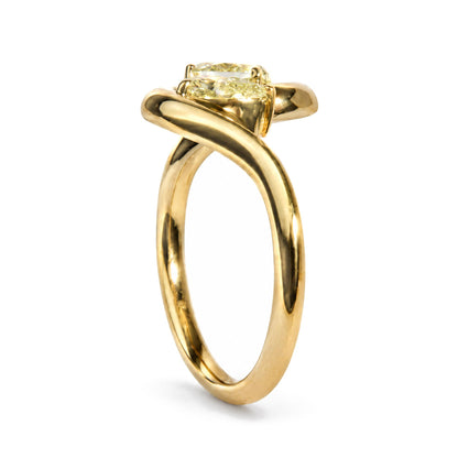 18K Yellow Gold 9/10 Cttw Pear and Oval Yellow Diamond Two-Stone Bypass Ring