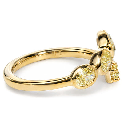 18K Yellow Gold 1 Cttw Oval and Round Yellow Diamond Open Bypass Ring