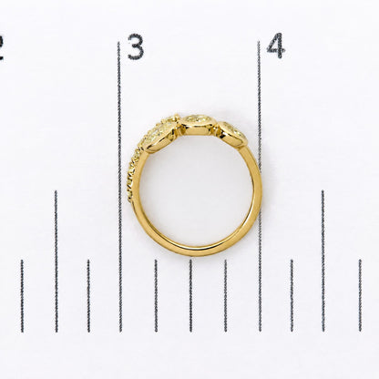 18K Yellow Gold 1 Cttw Oval and Round Yellow Diamond Open Bypass Ring