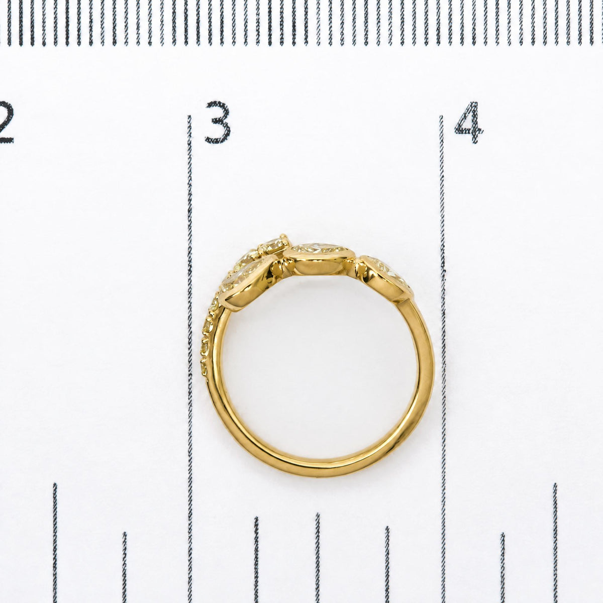 18K Yellow Gold 1.0 Cttw Pear and Round Yellow Diamond Open Bypass Ring
