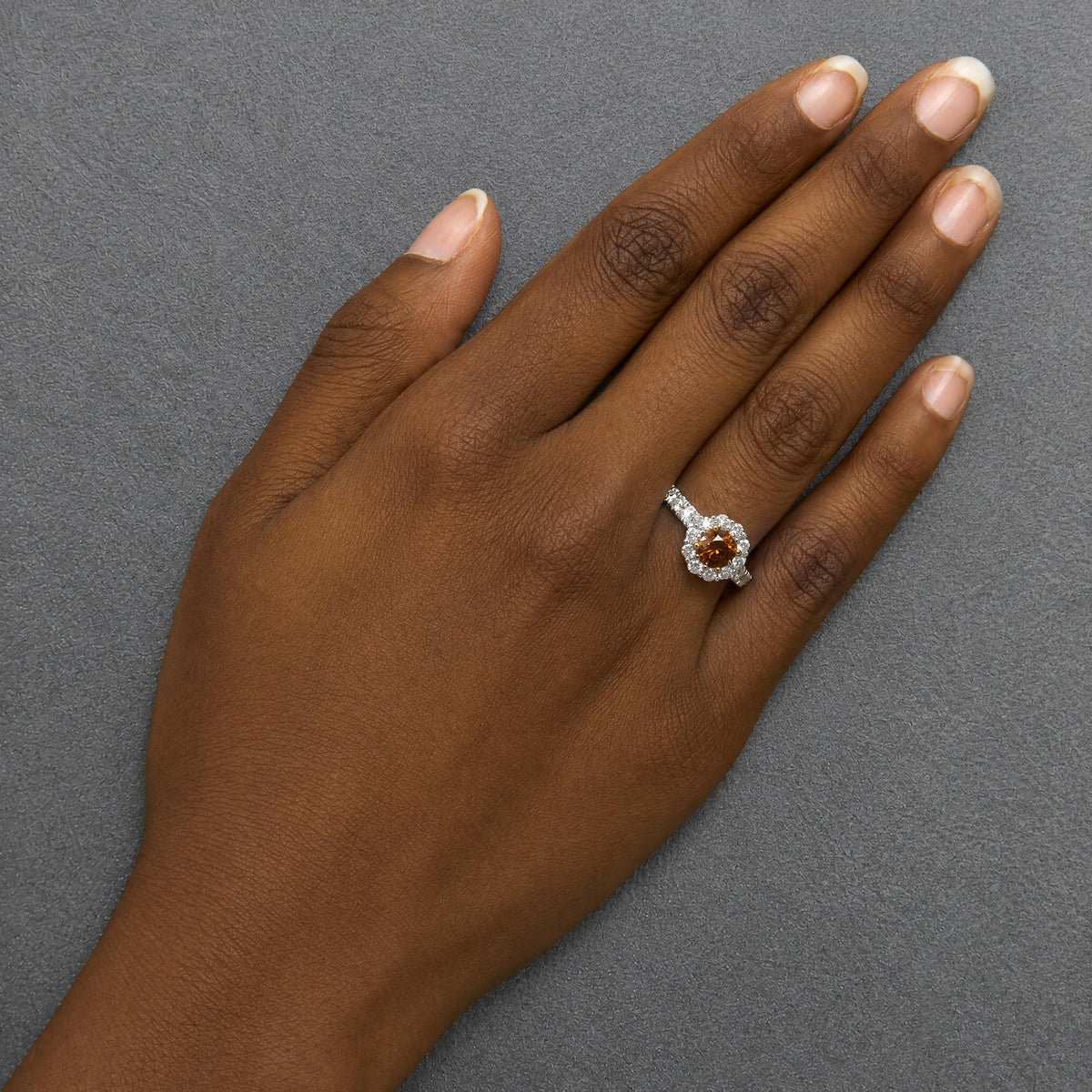 18K Yellow and White Gold GIA Certifed 1 3/4 Cttw Orange Diamond Halo Engagement Ring