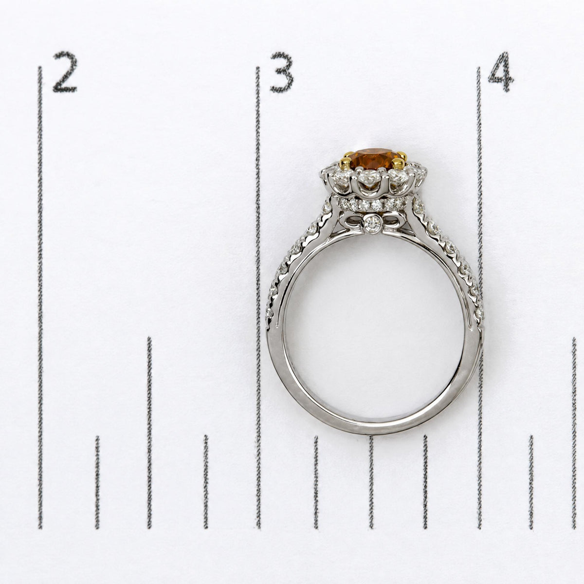 18K Yellow and White Gold GIA Certifed 1 3/4 Cttw Orange Diamond Halo Engagement Ring