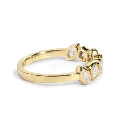 18K Yellow Gold 3/4 Cttw Pear, Emerald, Marquise and Oval Diamond Bezel-Set Band Ring