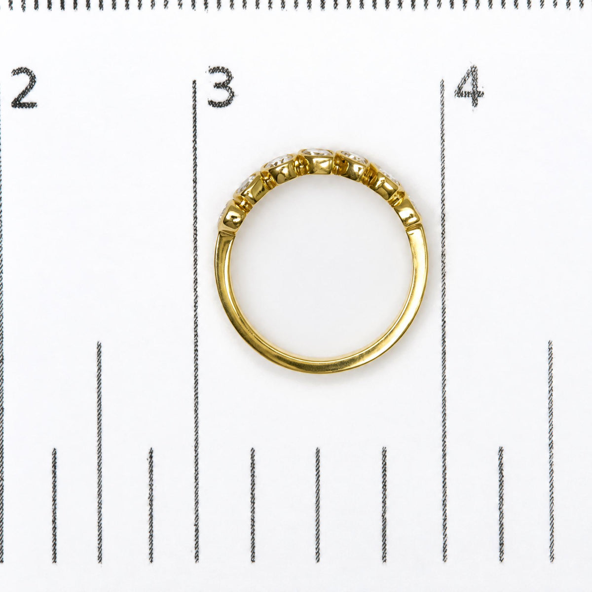 18K Yellow Gold 3/4 Cttw Pear, Emerald, Marquise and Oval Diamond Bezel-Set Band Ring