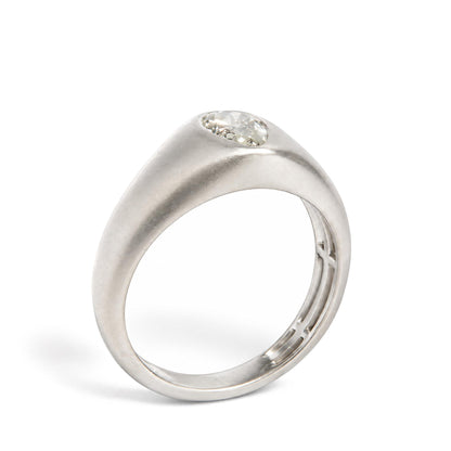 18K White Gold 1/2 Cttw Pear-Shaped Diamond Bezel-Set Solitaire Ring with Tapered Band