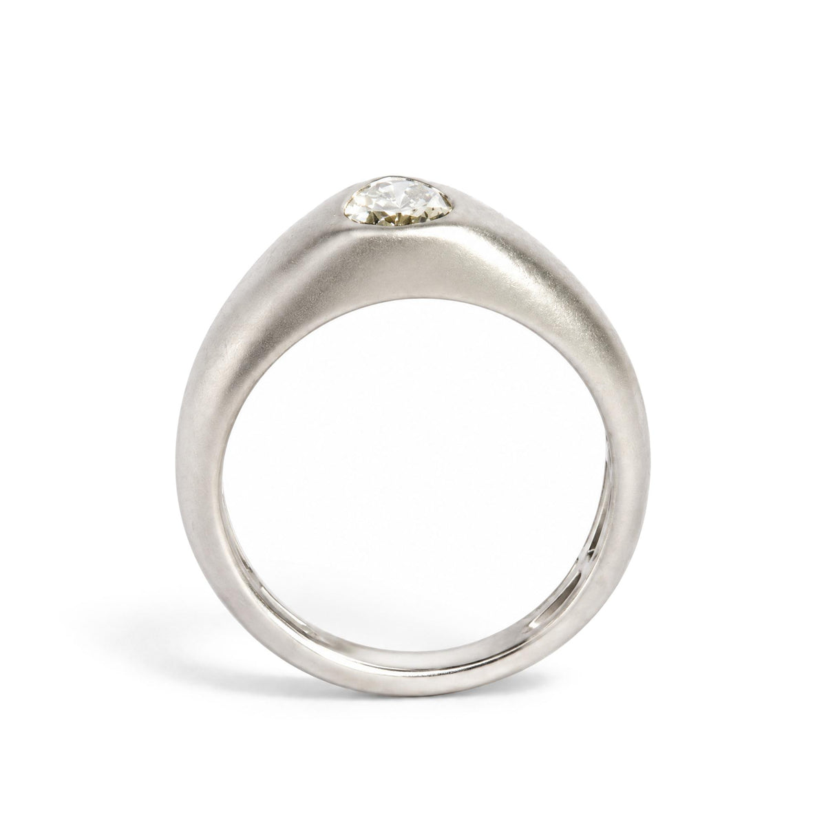 18K White Gold 1/2 Cttw Pear-Shaped Diamond Bezel-Set Solitaire Ring with Tapered Band