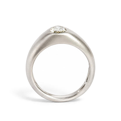 18K White Gold 1/2 Cttw Pear-Shaped Diamond Bezel-Set Solitaire Ring with Tapered Band