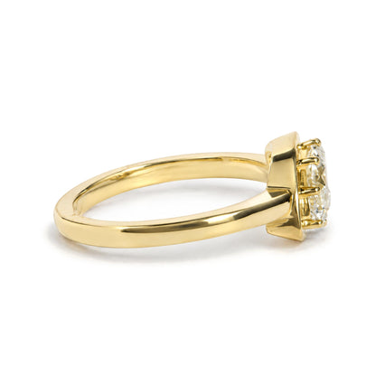 18K Yellow Gold 7/8 Cttw Twist Set Marquise-Cut Diamond Solitaire Ring