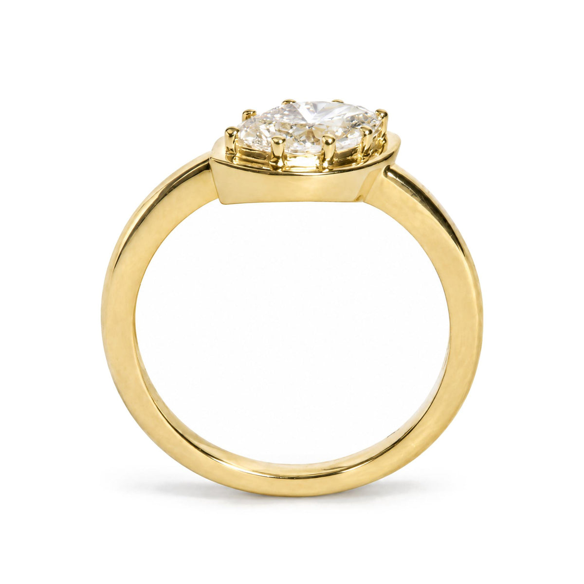 18K Yellow Gold 7/8 Cttw Twist Set Marquise-Cut Diamond Solitaire Ring