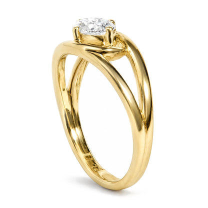 18K Yellow Gold East West 7/8 Cttw Oval-Cut Diamond Solitaire Ring