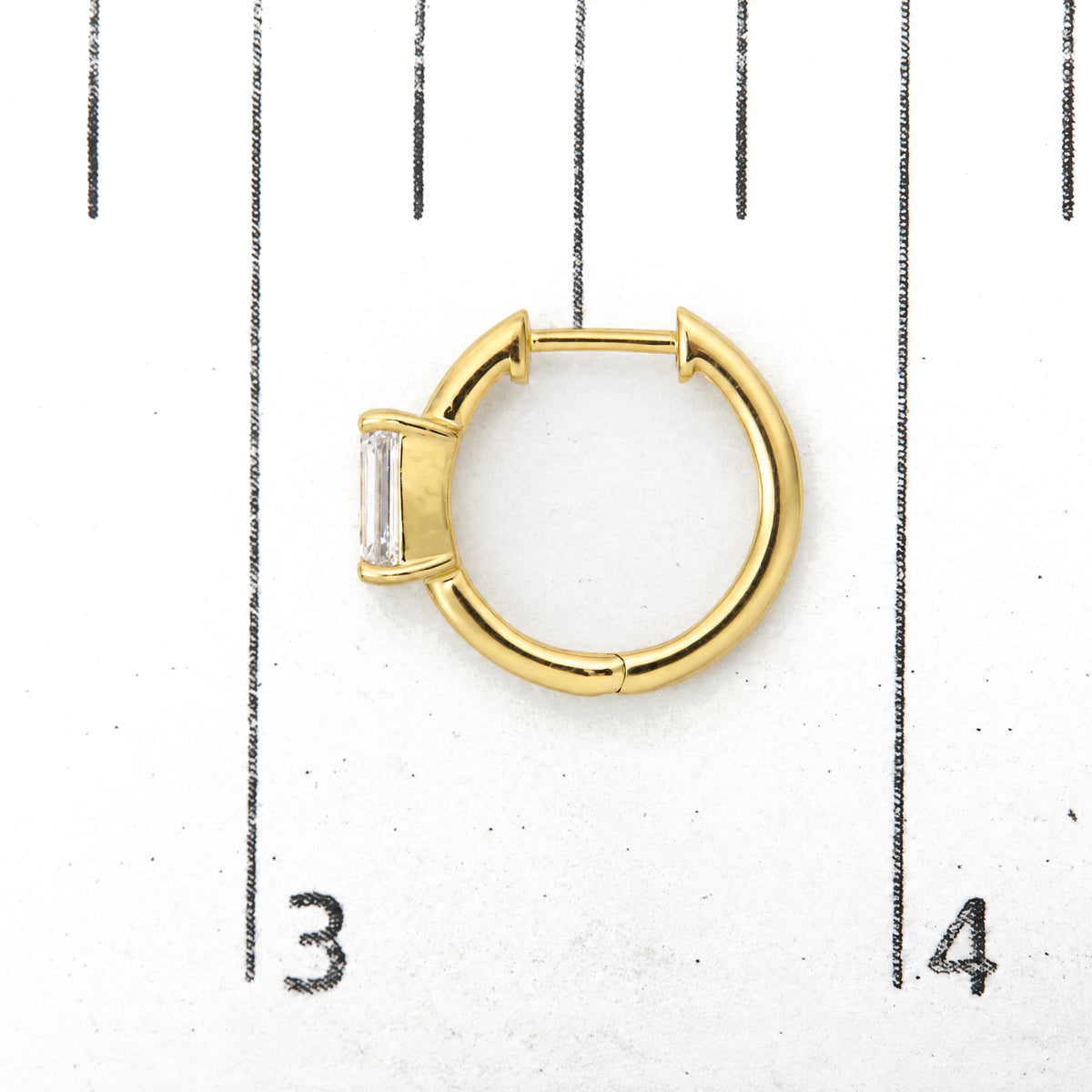 IGI Certified 14K Yellow Gold 1 1/2 Cttw Lab Grown Emerald Cut Diamond Solitaire Huggies Hoop Earrings
