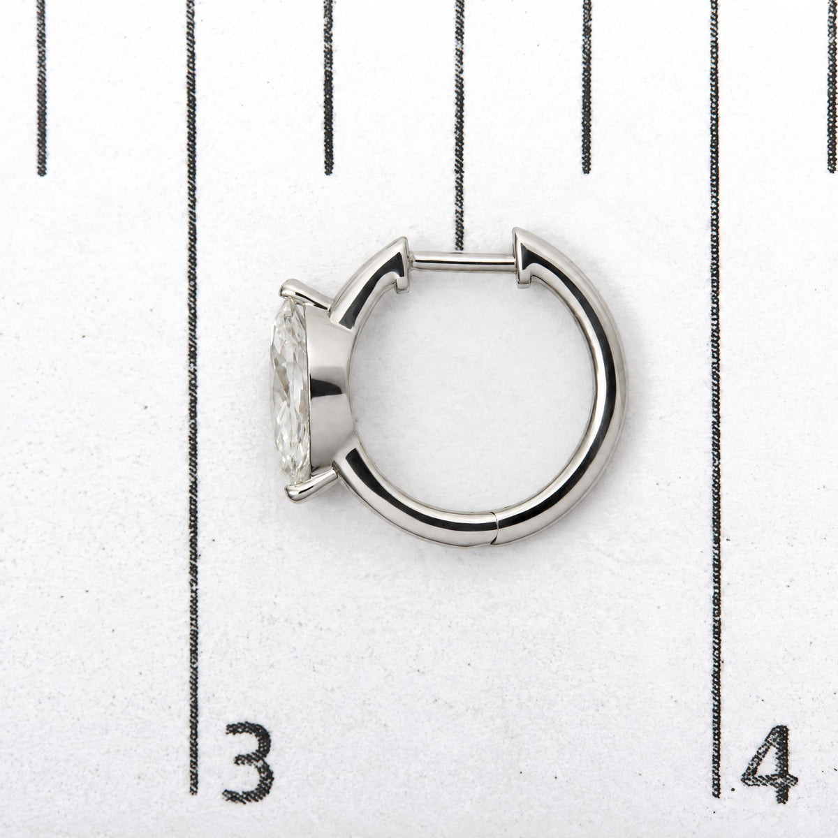 IGI Ceritfied 14K White Gold 1 1/2 Cttw Lab Grown Marquise Cut Diamond Solitaire Huggie Hoop Earrings