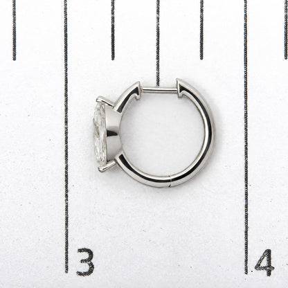 IGI Ceritfied 14K White Gold 1 1/2 Cttw Lab Grown Marquise Cut Diamond Solitaire Huggie Hoop Earrings