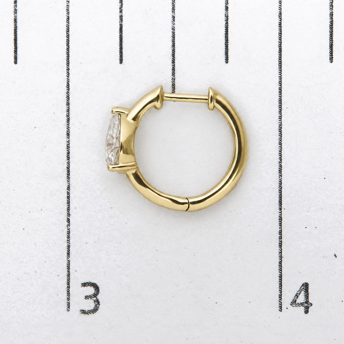 IGI Certified 14K Yellow Gold 1 1/2 Cttw Lab Grown Pear Cut Diamond Solitaire Huggies Hoop Earrings
