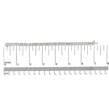 IGI Certified 14K Yellow Gold 18 1/2 Cttw Emerald Cut Lab Grown Diamond Tennis Bracelet