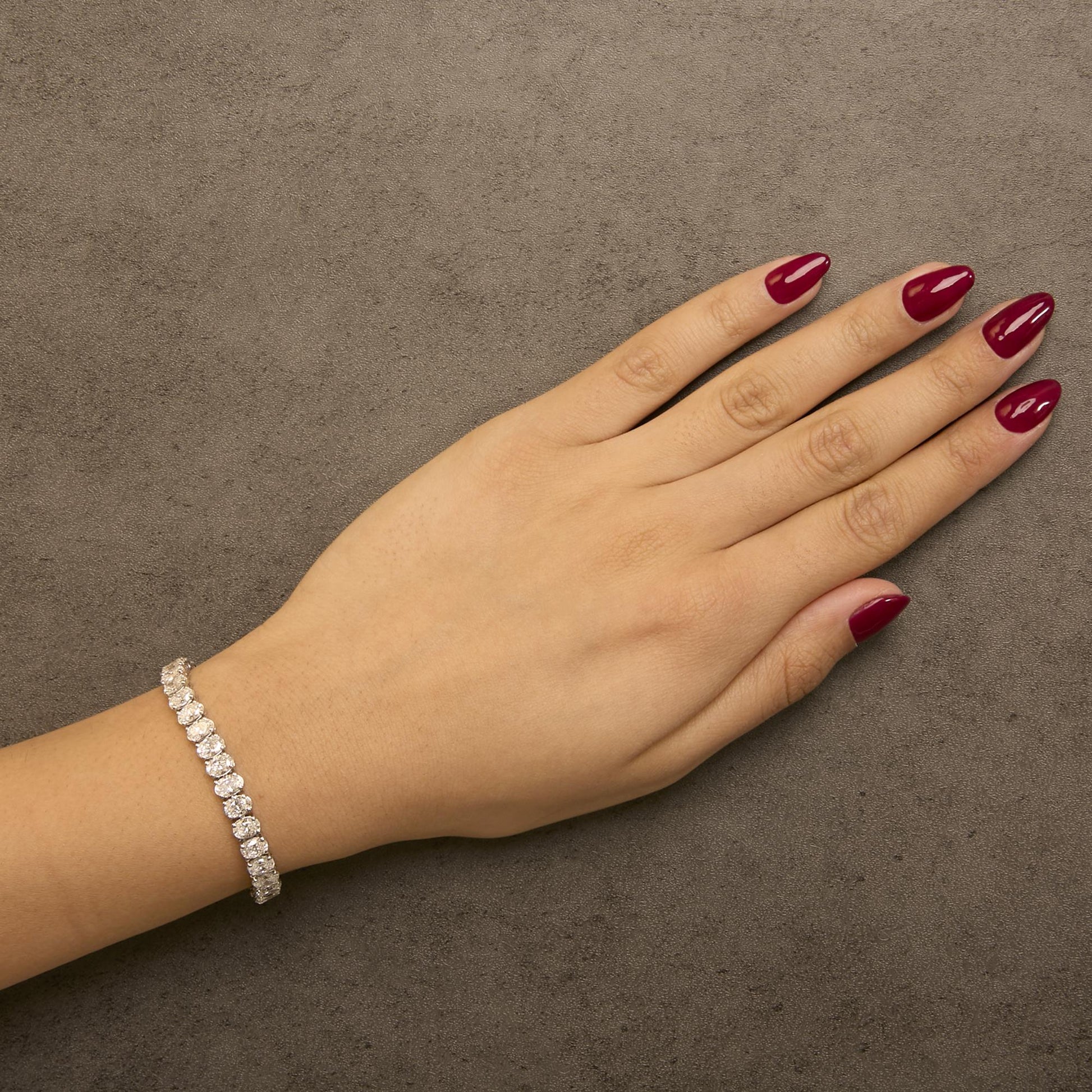 IGI Certified 14K Yellow Gold 18 1/2 Cttw Oval Cut Lab Grown Diamond Tennis Bracelet