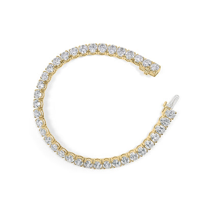 IGI Certified 14K Yellow Gold 18 1/2 Cttw Oval Cut Lab Grown Diamond Tennis Bracelet