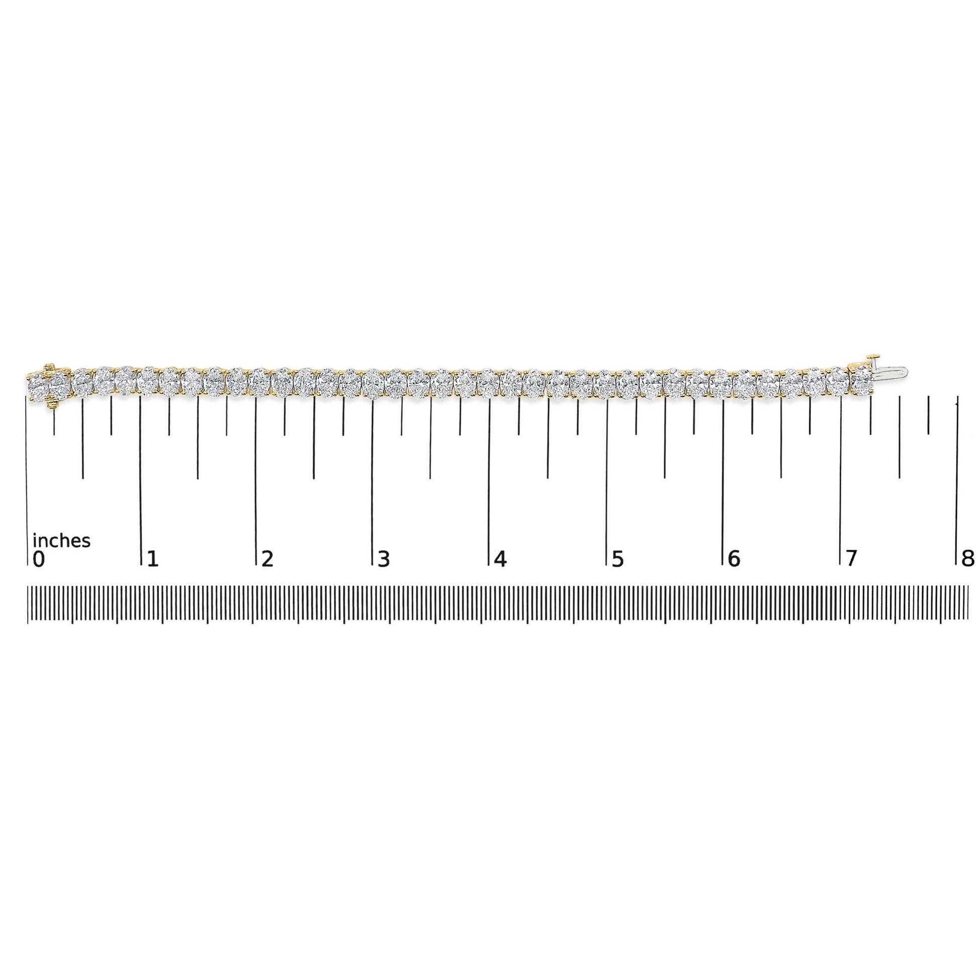 IGI Certified 14K Yellow Gold 18 1/2 Cttw Oval Cut Lab Grown Diamond Tennis Bracelet