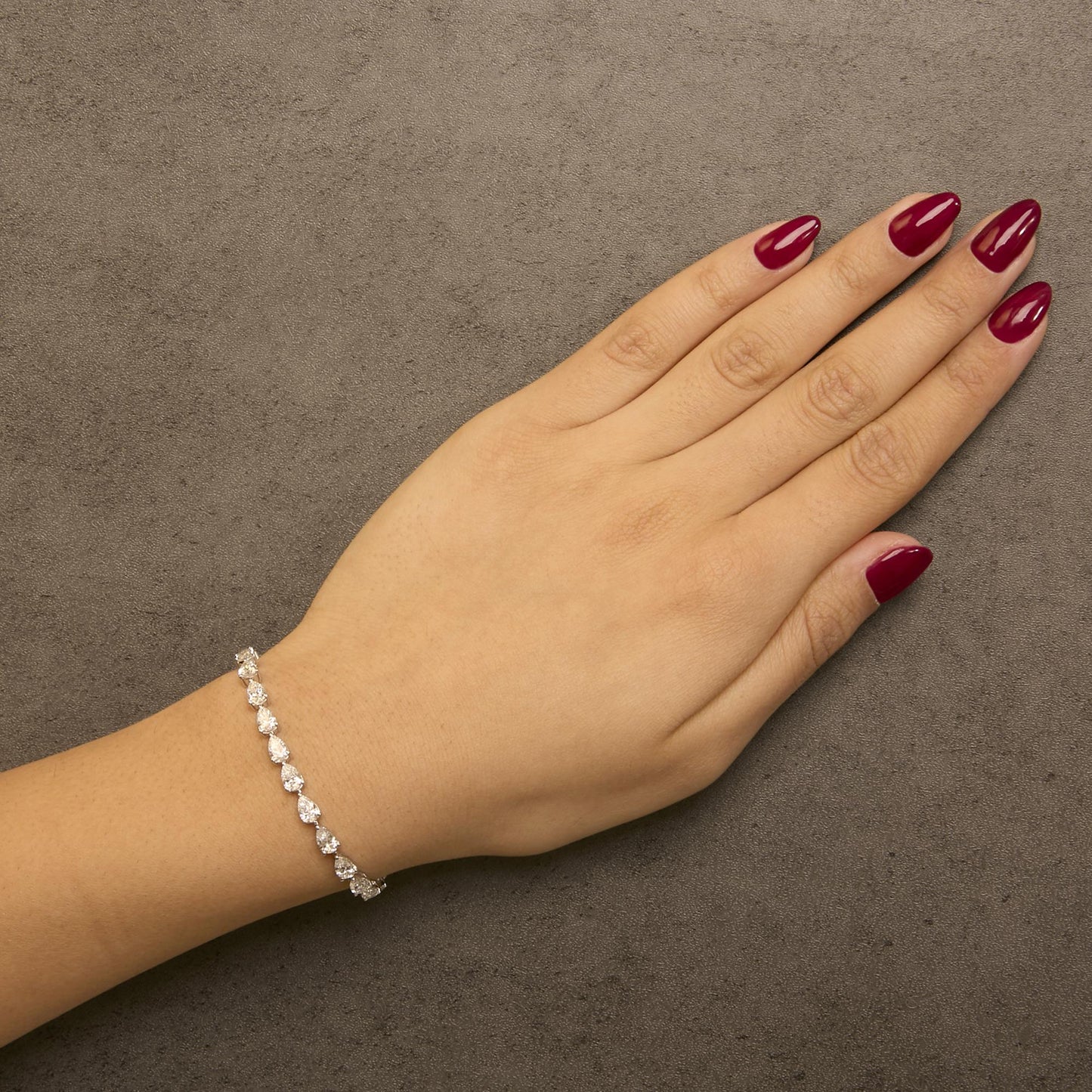 IGI Certified 14K White Gold 8.0 Cttw Pear Cut Lab Grown Diamond Tennis Bracelet