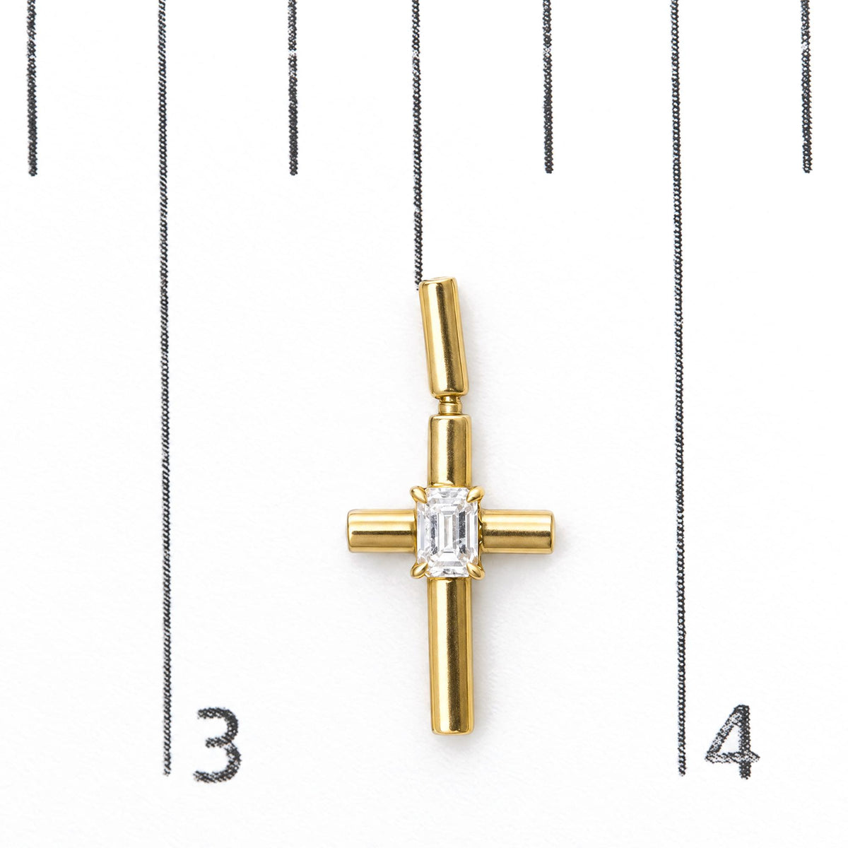 IGI Certified 14K Yellow Gold 1/2 Cttw Lab Grown Emerald Cut Diamond Cross Drop Earrings