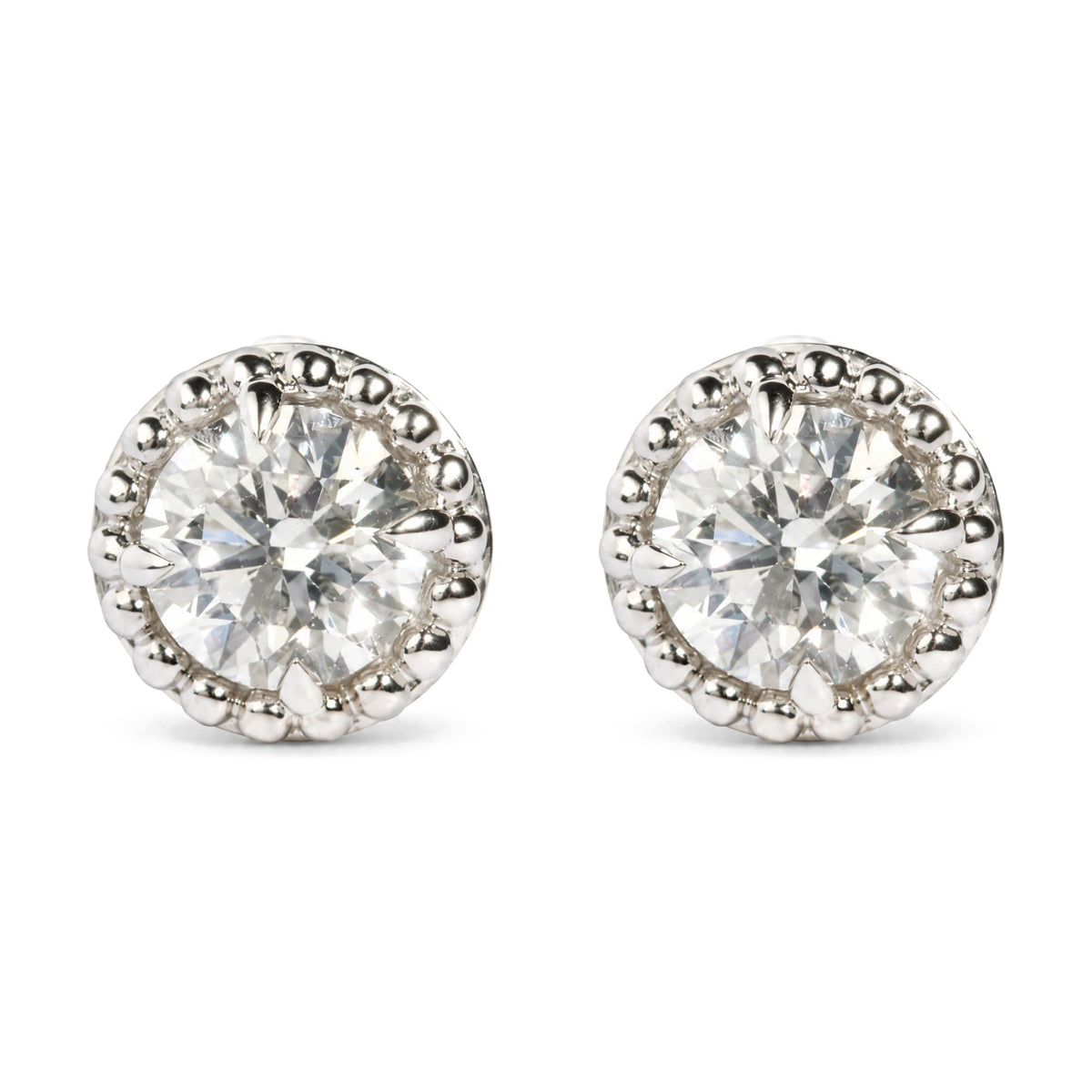 IGI Certified 14K White Gold 2.00 Cttw Lab Grown Diamond Beaded Halo Stud Earring