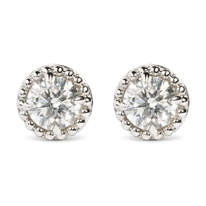 IGI Certified 14K White Gold 2.00 Cttw Lab Grown Diamond Beaded Halo Stud Earring