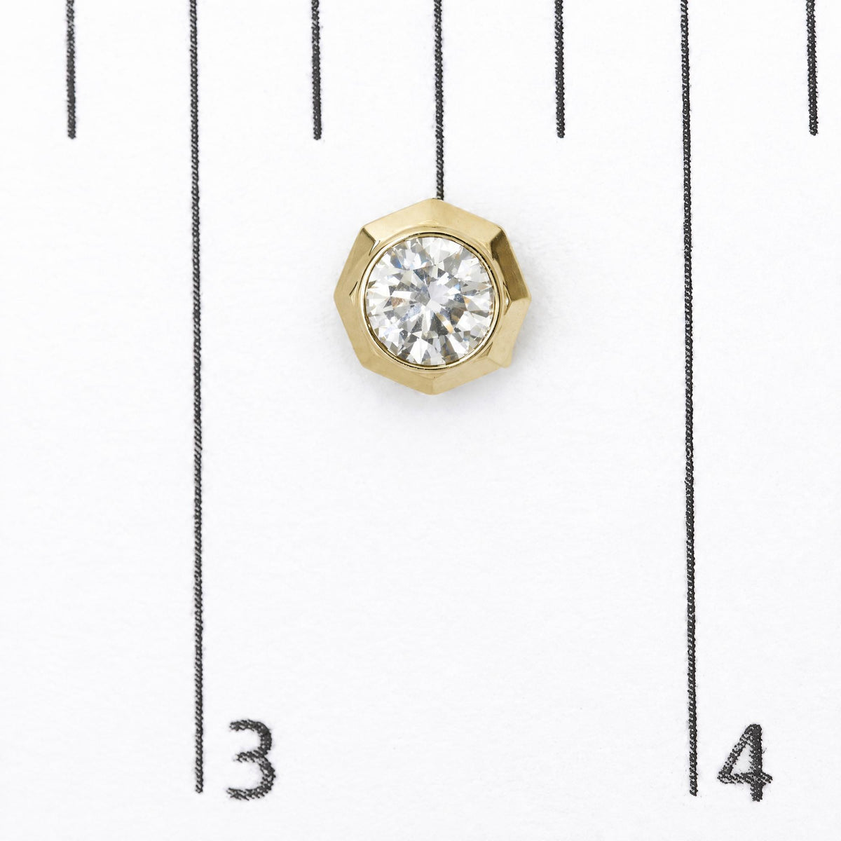 IGI Certified 14K Yellow Gold 2.00 Cttw Lab Grown Diamond Octagonal Bezel Set Stud Earrings