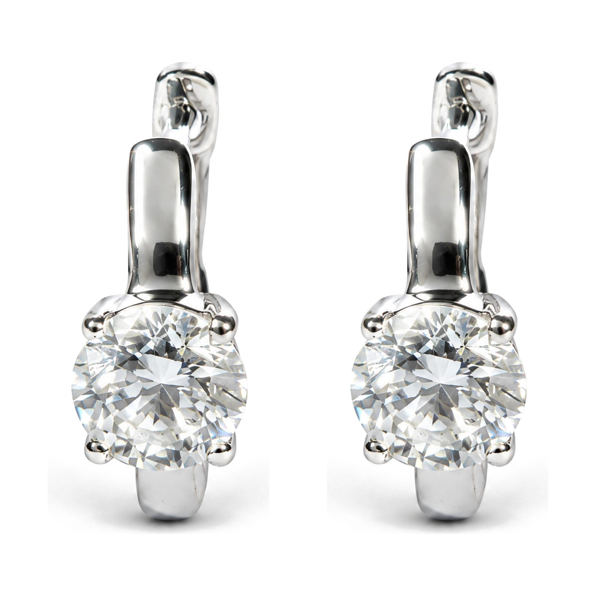 IGI Certified 14K White Gold 1.00 Cttw Lab Grown Diamond Solitaire Huggie Hoop Earrings