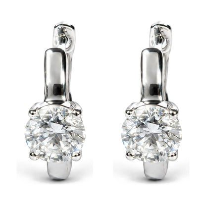 IGI Certified 14K White Gold 1.00 Cttw Lab Grown Diamond Solitaire Huggie Hoop Earrings