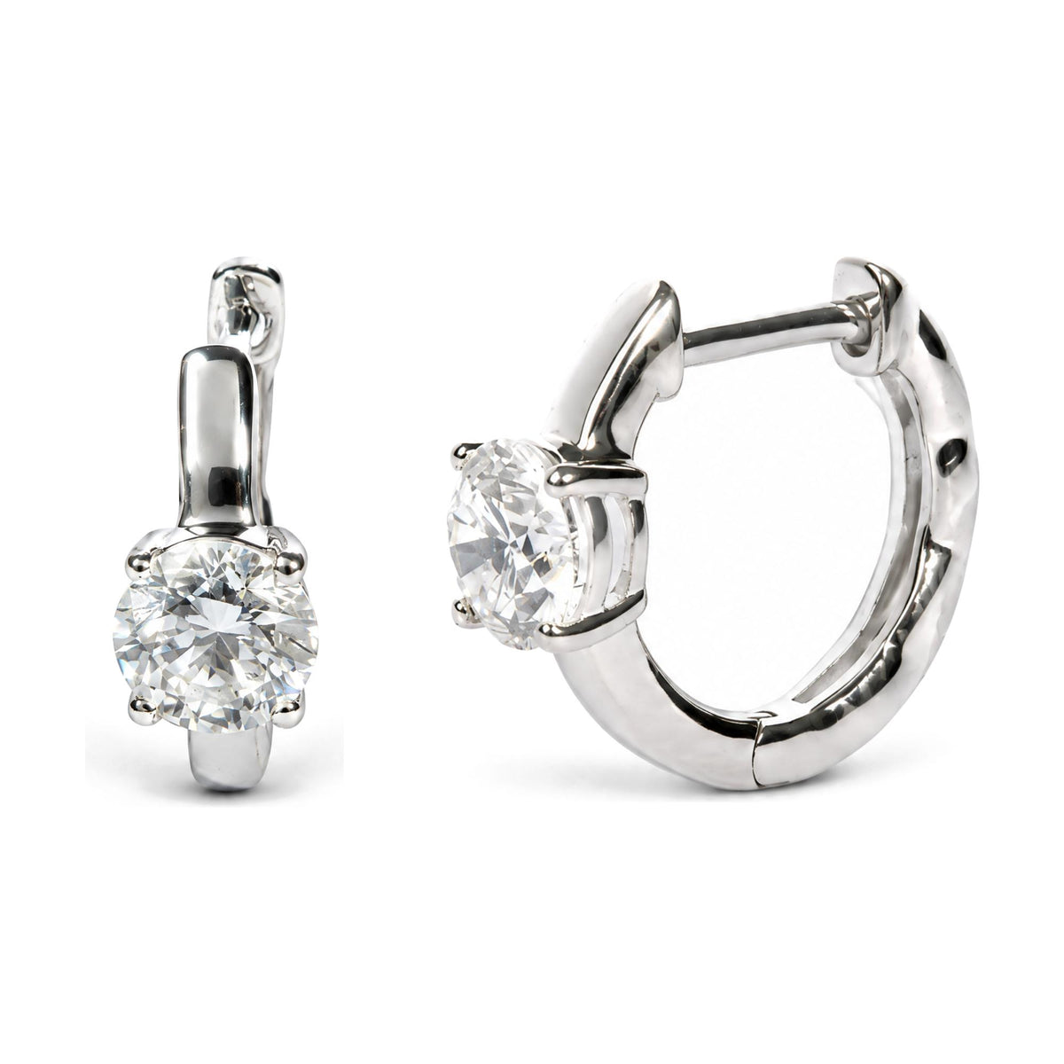 IGI Certified 14K White Gold 1.00 Cttw Lab Grown Diamond Solitaire Huggie Hoop Earrings
